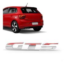 Emblema Letreiro Gts Polo 2018 A 2020 Cromado Vermelho