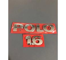 Emblema letreiro Polo 1.6 sedã e hatch fita 3M Peça cromada