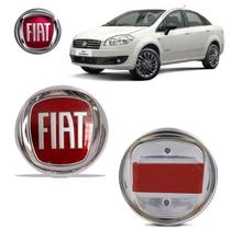 Emblema Linea Grade Dianteiro Fiat 95MM Vermelho Adesivo - BWR