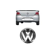 Emblema Logo VW Cromado Fundo Preto Porta Mala Fox Gol Voyage Golf