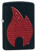 Emblema mais leve com Zippo Pocket Red Flame, preto fosco Emblema mais leve com Zippo Pocket Red Flame, preto fosco