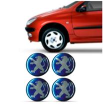 Emblema para calota peugeot 48mm fundo azul e borda cromada