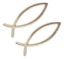 Emblema Para Carro Moto Adesivo Peixe Cristão Dourado 2 Unid