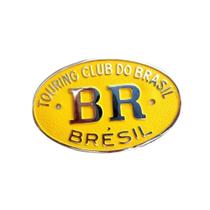 Emblema Placa Touring Club Br Metal Cromado Amerelo Fosco Emblema Placa Touring Club Br Metal Cromado Amerelo Fosco