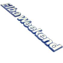 Emblema Plaqueta Elba Weekend 1986 A 1996 Fundo Azul Cromado
