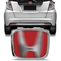 Emblema Porta Malas Honda Cromado Fundo Vermelho Civic Fit City HRV WRV - Marçon