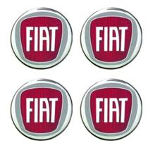 Emblema Resinado Calota Fiat Vermelho Adesivo 48mm 4 Unidade