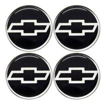 Emblema Resinado Calota Gm preto c/prata Adesivo 48mm 4 Unidades