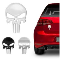 Emblema Resinado Caveira Justiceiro Punisher Carro Moto Preto Branco Prata