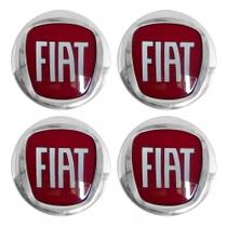 Emblema Resinado Fiat Vermelho Calota 48 mm 4 Peças