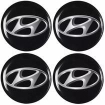 Emblema Resinado Hyundai Preto Calota 48 mm 4 Peças