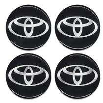 Emblema Resinado Toyota Preto Calota 48 mm 4 Peças