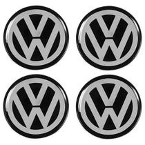 Emblema Resinado VW Preto Calota 48 mm 4 Peças