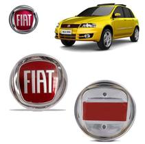 Emblema Stilo Grade Dianteiro Fiat 95MM Vermelho Adesivo