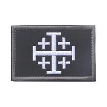 Emblema Tático Militar Cruz De Jerusalém Para Roupas Com tiras autocolantes Emblema Tático Militar Cruz De Jerusalém Para Roupas Com tiras autocolantes
