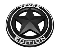 Emblema Texas Edition Estrela 3D Preto Automotivo Emblema Texas Edition Estrela 3D Preto Automotivo