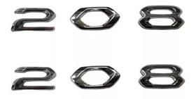Emblemas 208 Cromado Novo Peugeot 208 2020 Acima kit 2 Pçs