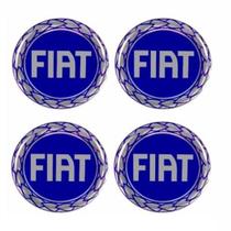 Emblemas Calota Resinado Fiat 3 Cores 48mm Azul Kit Com 4 un - Fiat Azul
