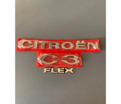 Emblemas Citroen C3 Flex Letreiro Até 2012 fita3M (kit 3 Peças) Emblemas Citroen C3 Flex Letreiro Até 2012 fita3M (kit 3 Peças)