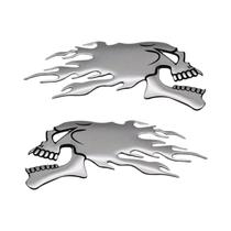 Emblemas De Decalque 3D De Cabeça De Caveira Fantasma Com Chamas Para Carro, Moto E Acessórios De Emblemas De Decalque 3D De Cabeça De Caveira Fantasma Com Chamas Para Carro, Moto E Acessórios De