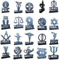 Emblemas de mesa símbolos, logo de profissões, escolha a sua