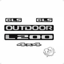 Emblemas L200 Outdoor 4x4 Gls 2007 Adesivos Resinados Preto