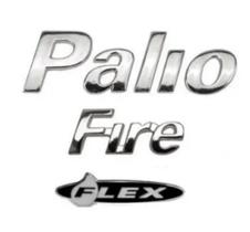 emblemas letreiro Palio fire flex 3 peças cromado adesivo 3M - Fiat