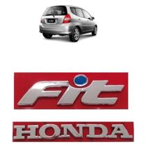Emblemas letreiro porta-mala Honda Fit Pingo azul duas peças