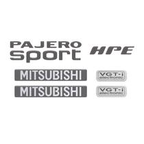 Emblemas Pajero Sport Hpe 2009 Adesivos Mitsubishi Grafite