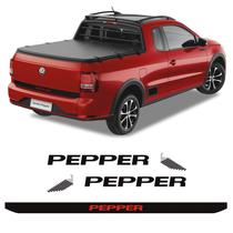 Emblemas Pepper Saveiro Vermelha 2018/2019 e Faixa Traseira