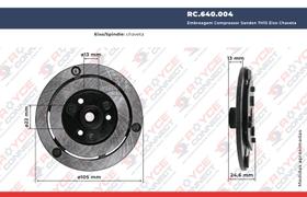 Embreagem do Compressor Sanden 7H15 Eixo Chaveta