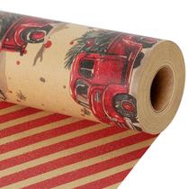 Embrulho de presente BIOBROWN Reversível Kraft Roll 76x10 m Vintage Xmas Embrulho de presente BIOBROWN Reversível Kraft Roll 76x10 m Vintage Xmas