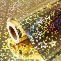 Embrulho de presente, folha holográfica Retrify, estrelas douradas, 43x10 mm Embrulho de presente, folha holográfica Retrify, estrelas douradas, 43x10 mm