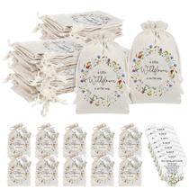 Embrulho de presente Fumete Baby Shower Wildflower, sacos de serapilheira, 50 conjuntos