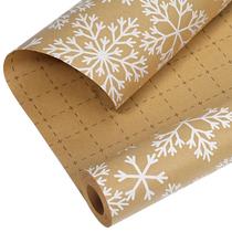 Embrulho de presente LaRibbons Kraft Christmas Paper Snowflake 43x1000cm