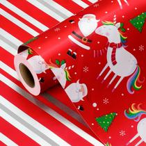 Embrulho de presente Retrify, reversível, 43x10 m, Papel Santa Unicorn Embrulho de presente Retrify, reversível, 43x10 m, Papel Santa Unicorn