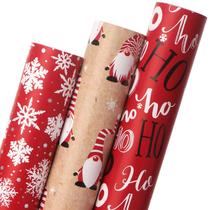 Embrulho de presente Ribbli 43 cm x 3,6 m, vermelho, branco, Natal, 3 rolos