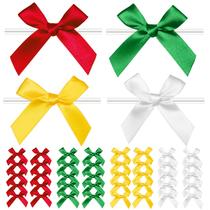 Embrulho de presente VESFASOV Satin Twist Tie Bows, 100 unidades, 4 cores