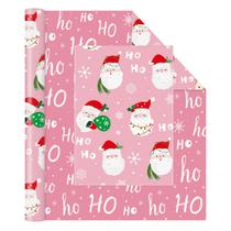 Embrulho de presente WERNNSAI 43cmx10m Reversível Rosa Papai Noel