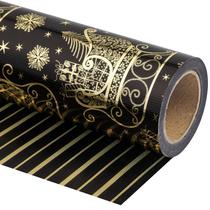 Embrulho de presente WRAPAHOLIC reversível em ouro preto 43x10 m Embrulho de presente WRAPAHOLIC reversível em ouro preto 43x10 m