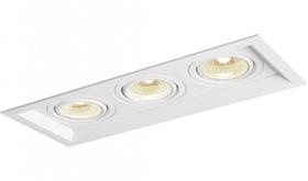 Embutido recuado triplo MR16 para gesso Aluminio Branco com foco ajustável 3GU10 - Promogal