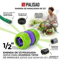 emenda para mangueira de jardim com 1/2 polegada em plástico cor verde e lilás