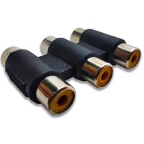 Emenda Rca X Rca Tripla Fêmea Extensor Cabo Video E Áudio Emenda Rca X Rca Tripla Fêmea Extensor Cabo Video E Áudio