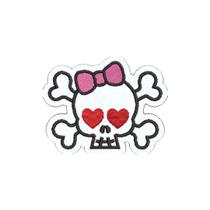 EMJ002-068A Caveira Emoji Apaixonado Patch Bordado 6,2x5,5cm