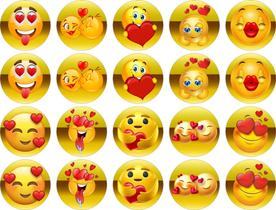 EMOJI AMOR: 20 imagens de 4,8cm em papel arroz - RECORTADAS