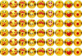 EMOJI AMOR 54 imagens de 3cm em papel arroz - RECORTADAS