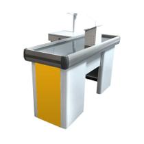 Empacotador Check Out Balcão Caixa 1,50m com Recorte Balança Amarelo - Sa Gôndolas