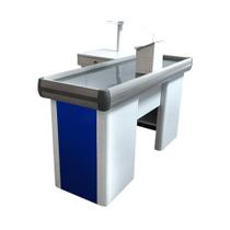 Empacotador Check Out Balcão Caixa 1,50m Com Recorte Balança Azul - Sa Gôndolas