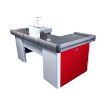 Empacotador Check Out Balcão Caixa 2,00m com recorte Balança Vermelho