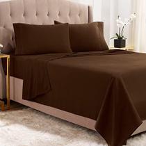 Empyrean King Size Sheets - 4 PC Super Soft King Sheets - Folhas de Microfibra Escovada Dupla para King Size Bed - Hotel Luxury Chocolate Brown King Bed Sheets Set, com 4 alças elásticas de canto